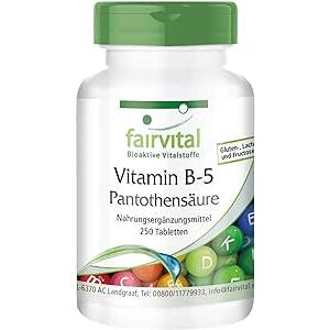 B 5-vitamin, pantoténsav, 200 mg, 250 tabletta