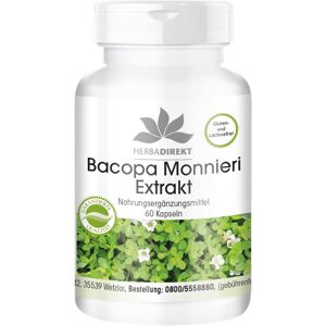 HERBADIREKT Bacopa Monnieri kapszula - Brahmi kivonat - 20% bakozidokat tartalmaz - 60 kapszula