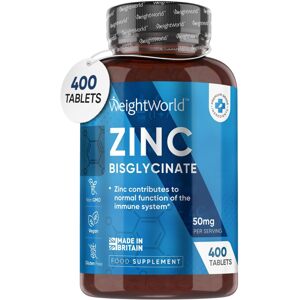 WeightWorld Nagy erejű cink tabletták 50mg - 400 vegán cink bisglicinát tabletta 6+ hónapos ellátás