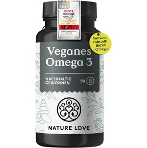 NATURE LOVE® Omega 3 vegán - nagy dózisú, napi 1,444 mg algaolajjal - 90 kapszula