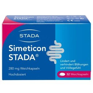 Simeticon STADA 280 mg puffadással kapcsolatos problémák enyhítésére, 32 kapszul